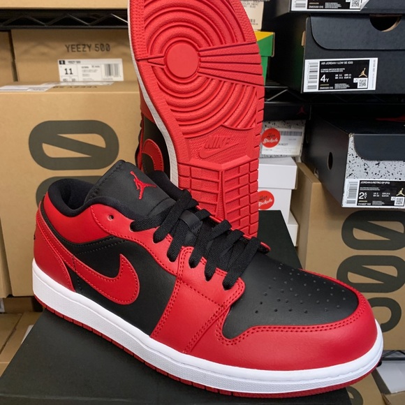Nike Air Jordan 1 Retro Low Reverse Bred Red Black Shoes 553558-606 Men's Sizes - Picture 2 of 11